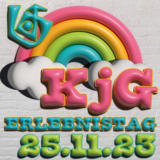 Regenbogen mit dem KjG-Logo und dem Datum 25.11.2023